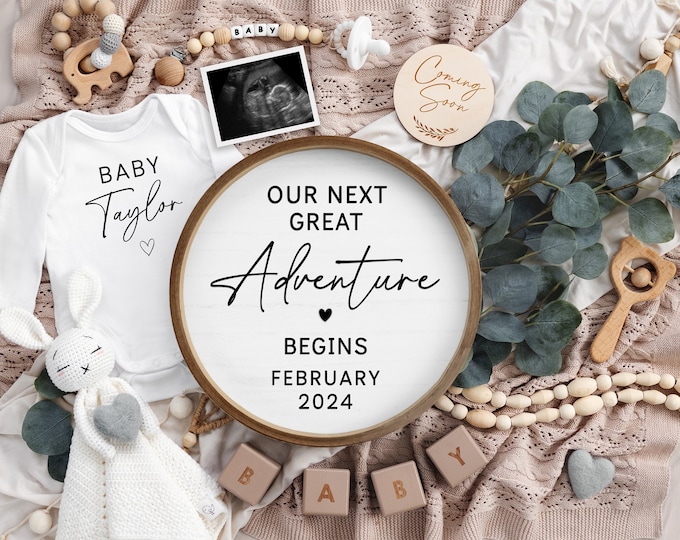 Pregnancy Announcement Digital, Baby Announcement, Social Media, Next Great Adventure, Digital Baby Reveal, Gender Neutral, Corjl