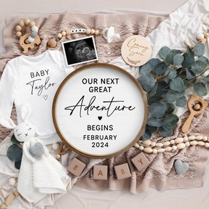 Anuncio de embarazo Plantilla de anuncio de bebé personalizable digital Baby Reveal Anuncio de embarazo digital