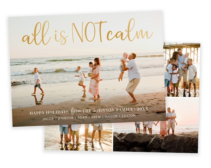 All is NOT Calm Christmas Card Template | Christmas Cards Template 5x7 | Editable Photo Christmas Card | Holiday Card Templates | Photoshop