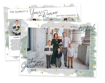 Christmas Card Template - It's a Wonderful Life - Year in Review - Holiday Card Template - Photo Card Template