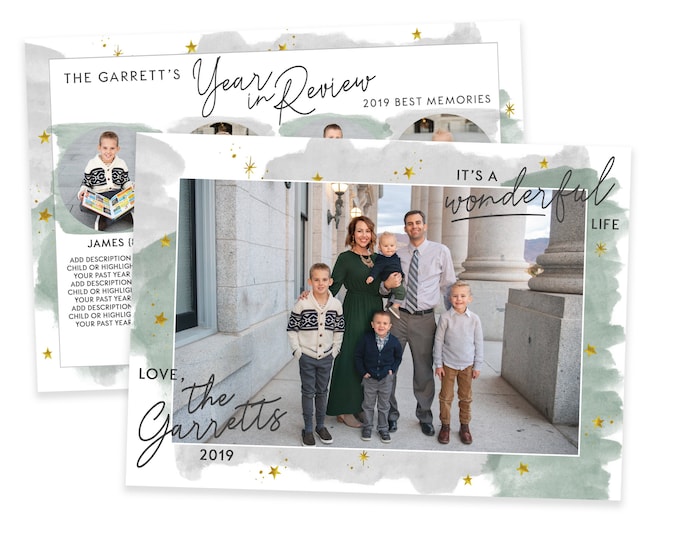 Christmas Card Template - It's a Wonderful Life - Year in Review - Holiday Card Template - Photo Card Template