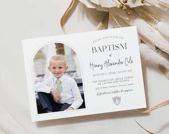 LDS Baptism Invitation Template | Modern Canva Design Boy or Girl (Digital Download)