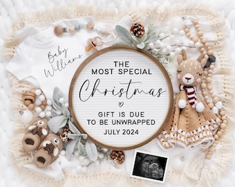 Christmas Digital Pregnancy Announcement, Social Media, Facebook, Instagram, Due in December