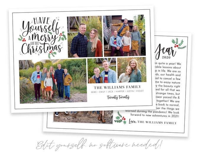 Year in Review Christmas Card Template | Christmas Cards Template 5x7 | Editable Photo Christmas Card | Holiday Card Templates | Corjl