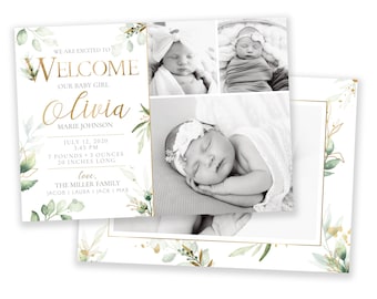 Elegant Baby Girl Birth Announcement Template (Digital)