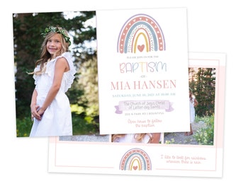 LDS Baptism Invitation: Rainbow Girl (Photoshop)