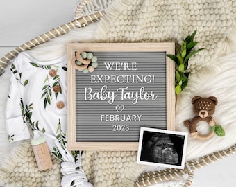 Social Media Pregnancy Announcement: Editable Letter Board (Digital Download)