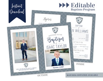 LDS Baptism Program | Baptism Program Boy | LDS Baptism Program | Baptism Program Template | LDS Baptism | Boy Baptism Program | Corjl