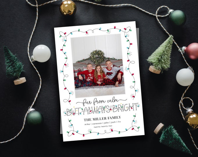 Funny Christmas Card Template | Christmas Cards Template | Funny All is NOT Calm but ALL is Bright | Funny Holiday Card | Photoshop