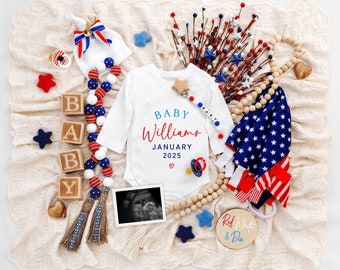 July 4th Pregnancy Announcement: Patriotic Baby Reveal (Digital Download)