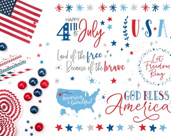 4th of July Overlays - Fourth of July Word Art - Overlays for Photographers - July Clip Art - 4th of July Printable - Gold Overlays
