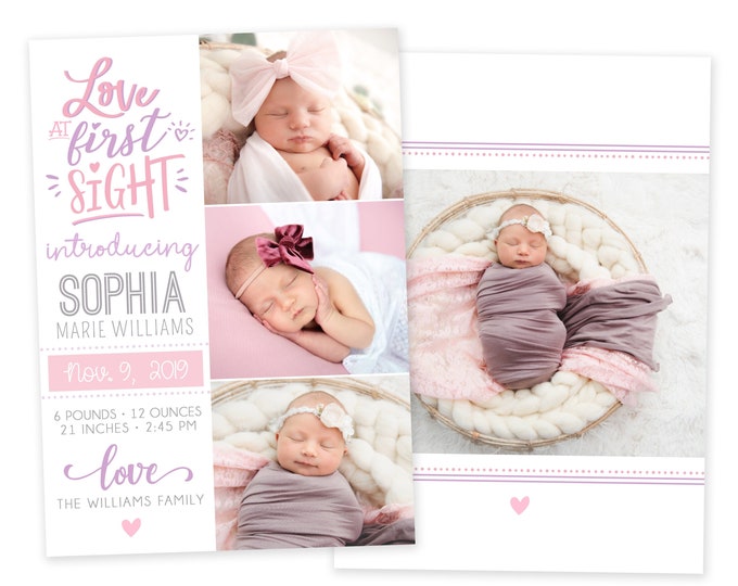 Birth Announcement Template | Birth Announcement Girl | Birth Card Girl | Birth Announcement Card | Newborn Announcement Card