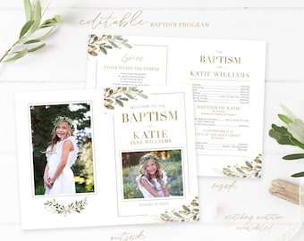 LDS Baptism Program Girl Baptism Program LDS Baptism Invitation LDS Girls Baptism Program