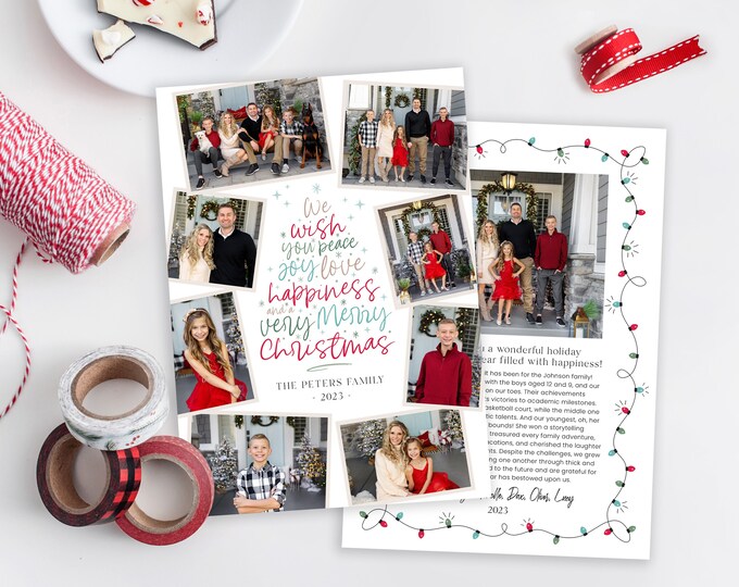 Christmas Card Template | Christmas Cards Template | 2023 Collage Holiday Card Template | Editable Christmas Card | Digital | Corjl