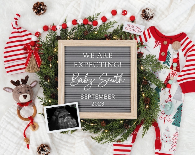 Christmas Pregnancy Announcement - Christmas Baby Announcement - Digital Pregnancy Announcement - The More The Merrier - Digital Download