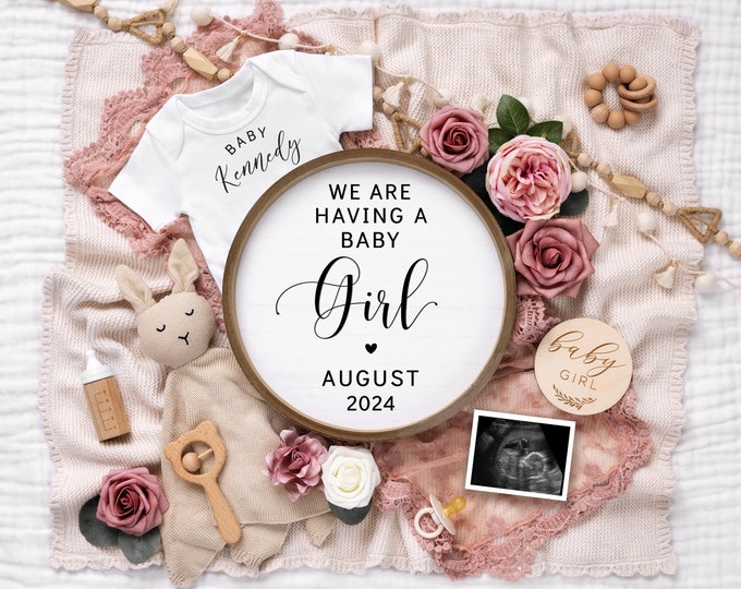 It's a Girl Digital Pregnancy Announcement | Baby Announcement | Editable Template | Gender Reveal | Social Media | Expecting a Girl