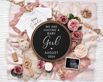 Floral Baby Girl Pregnancy Announcement: Social Media Reveal (Digital Download)
