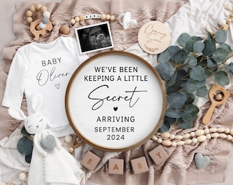 Pregnancy Announcement Digital, We've Been Keeping a Secret, Baby Announcement, Gender Neutral, Editable, Instant Download, Instagram, Corjl