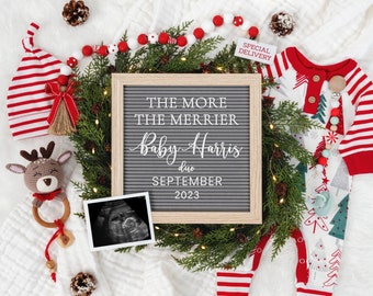 Christmas Pregnancy Announcement - Christmas Baby Announcement - Digital Pregnancy Announcement - The More the Merrier - Gender Reveal Ideas