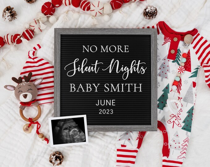 Christmas Pregnancy Announcement - Christmas Baby Announcement - Digital Pregnancy Announcement - No More Silent Nights - Gender Reveal Idea