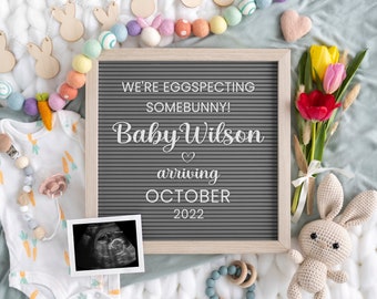 Editable Easter Baby Announcement | Spring Digital Pregnancy Announcement | Digital Baby Reveal | Bunny Baby Announcement | Easter | Corjl