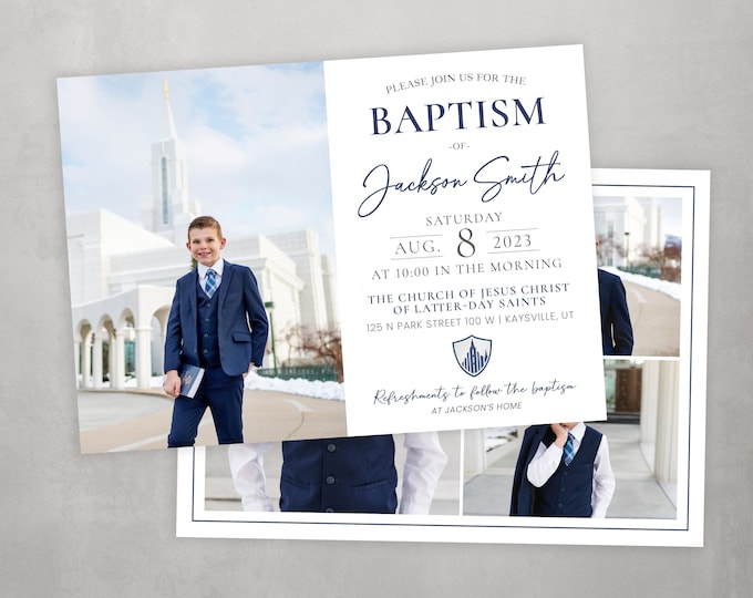 LDS Baptism Invitation Boy | Baptism Invitation | LDS Baptism Invitation | Boy Baptism Invitations Digital | Baptism Announcement | Corjl