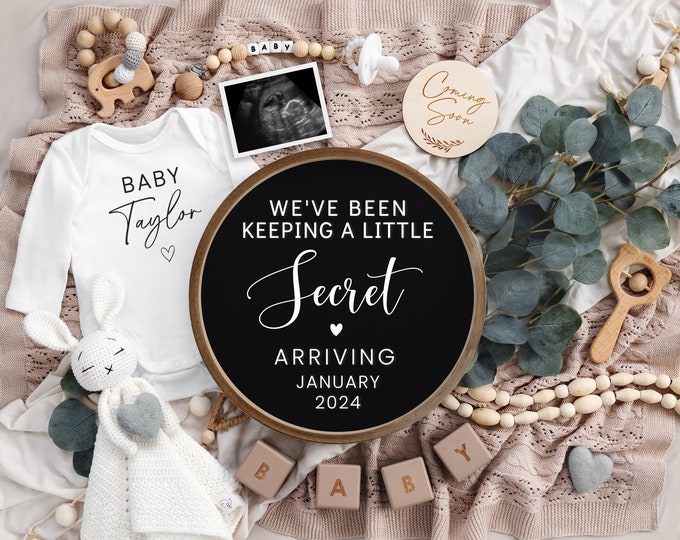We've Been Keeping a Secret Baby Announcement - Pregnancy Announcement Digital - Customizable with Sonogram - Instant Download. - Corjl