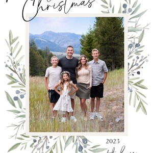 Floral Christmas Card Template: Editable Holiday Photo Card (Digital) image 6