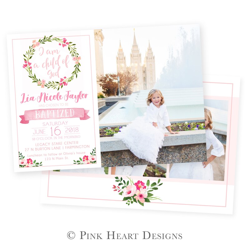 LDS Baptism Invitation Girl Baptism Invitation LDS Baptism Etsy