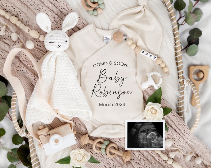 Pregnancy Announcement Digital - Boho Baby Announcement - Gender Neutral Onesie Baby Reveal - Digital Download - Instant Download