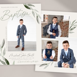 LDS Baptism Invitation Boy - Boys Baptism Invite – Baptism Invitations Template - LDS Baptism Announcement - Editable Printable - Corjl