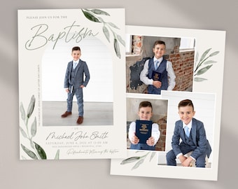 LDS Baptism Invitation Boy: Photo Template (Editable Printable)