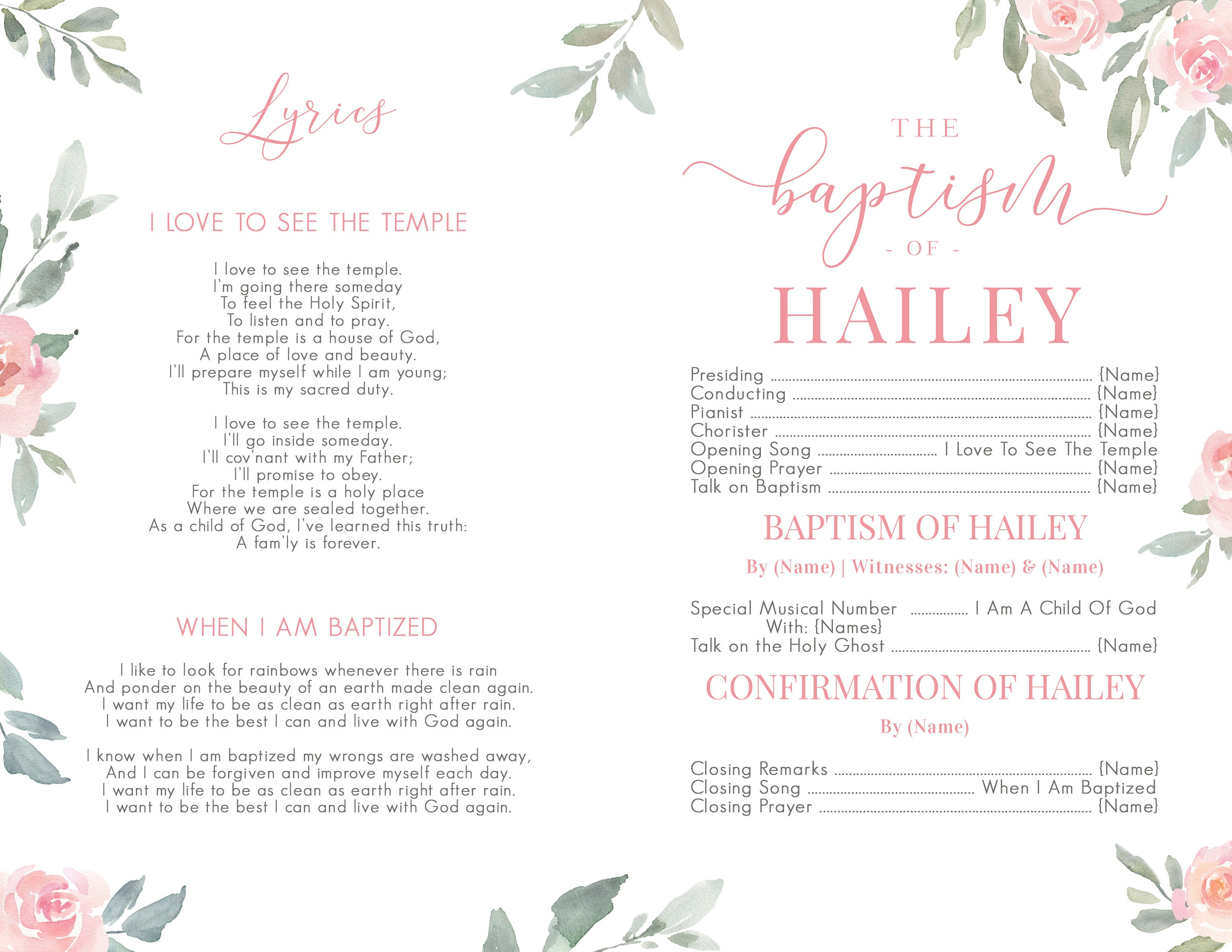 Lds Baptism Program Ideas