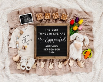 Easter Digital Pregnancy Announcement | Best Things Un-eggspected |Bunny Editable Template | Gender Reveal | Social Media | Expecting a Baby