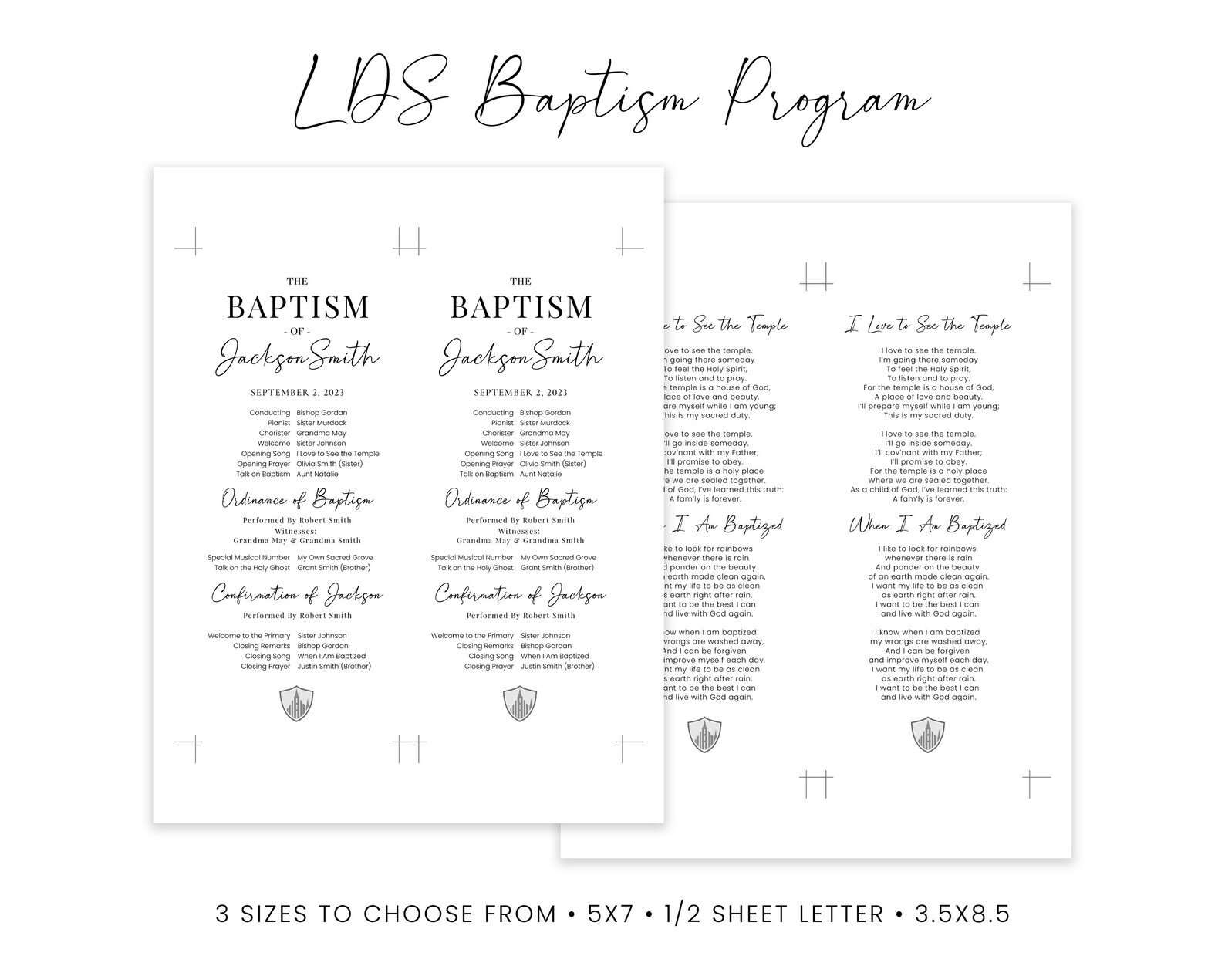 LDS Baptism Program - Minimalist - Customizable Template - Corjl ...