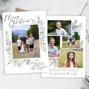 Floral Christmas Card Template: Editable Holiday Photo Card (Digital) image 1