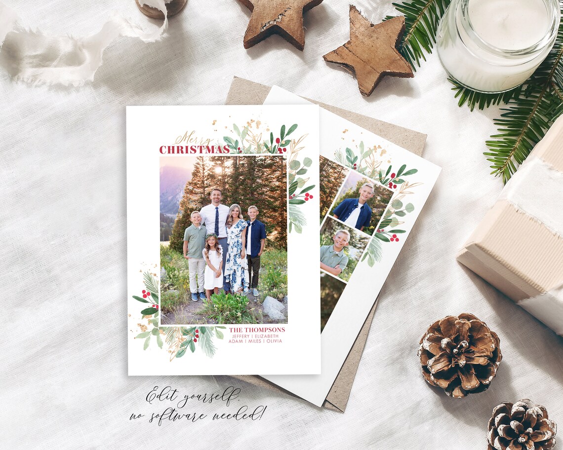 Christmas Card Template Christmas Cards Template 5x7 Photo Etsy Christmas Card Template Christmas Cards Template 5x7 Photo Etsy