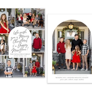 Sjabloon voor kerstkaarten | Sjabloon voor kerstkaarten | Boog Foto | Vrolijke kerstkaart | Bewerkbare kerstkaart | Collage | Photoshoppen