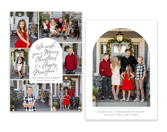 Arch Christmas Card Template: Family Photo Collage (Photoshop)