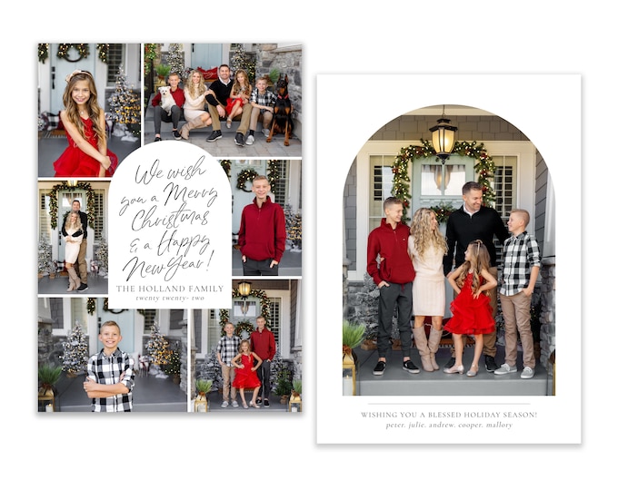 Christmas Card Template | Christmas Cards Template | Arch Photo | Merry Christmas Card | Editable Holiday Card | Collage | Photoshop