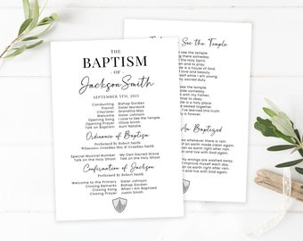 LDS Baptism Program - Minimalist - Customizable Template - Corjl Editing - Instant Download - Baptism Programs