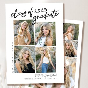 May include: Graduation announcement card with a collage of photos of a young woman. The card features the text "class of 2023 graduate" and "Foothills High School attending Arizona State in the fall".