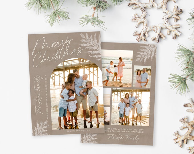 Christmas Card Template | Merry Christmas Cards Template | Natural Holiday Card Template | Arch Christmas Card | Corjl