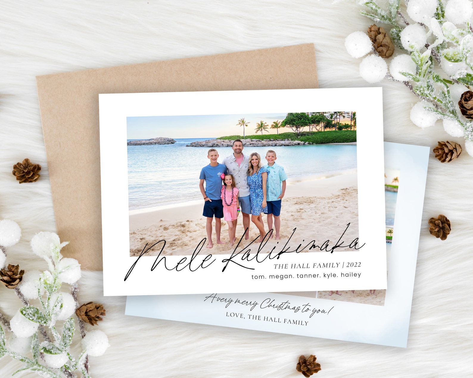 Mele Kalikimaka Christmas Card Template Christmas Cards Etsy