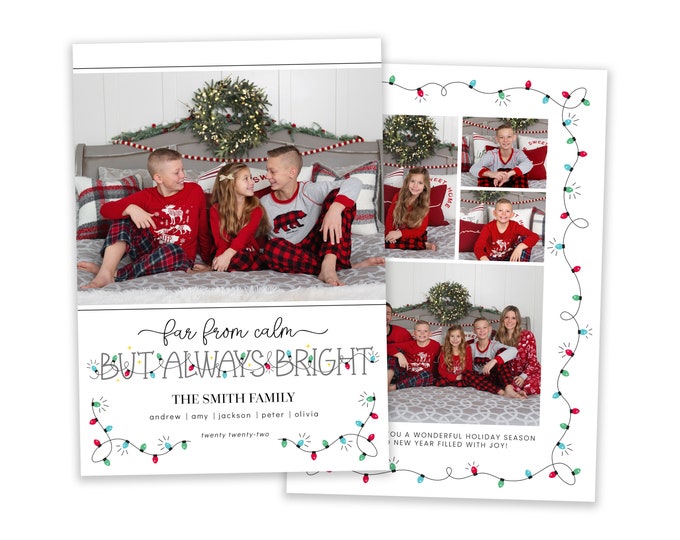 Funny Christmas Card Template | Christmas Cards Template | Funny All is NOT Calm but ALL is Bright | Funny Holiday Card | Photoshop