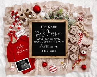 Christmas Digital Pregnancy Announcement, Social Media, Facebook, Instagram, Due in December, Boho Christmas Baby