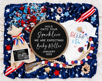 July 4th Pregnancy Announcement: Red, White & Due (Digital Download)