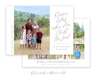 Religious Christmas Card Template: O Come Let Us Adore Him (Corjl)