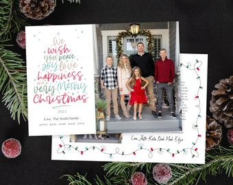 Editable Christmas Card Template | Family Photo, Tree Design (Digital, Corjl)