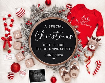 A Special Christmas Gift is Due, Digital Pregnancy Announcement, Social Media, Facebook, Instagram, Due in December